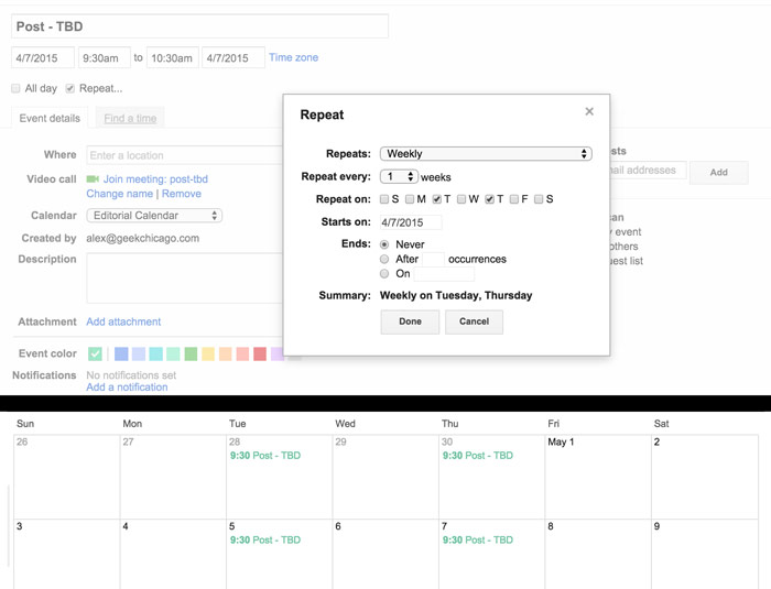 How to Use Google Calendar as a Free Editorial Calendar Geek Chicago